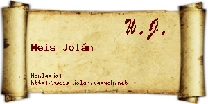 Weis Jolán névjegykártya